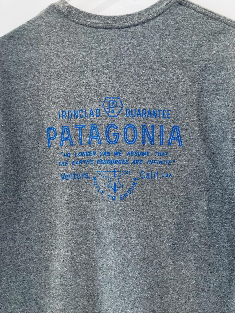 Patagonia Ironclad Guarantee Graphic Tee | Men's M | Gray | Built to Endure